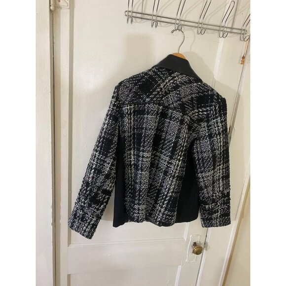 NWT Chico's Women's Tweed And Faux Leather Classic Moto Jacket - 3 (Large) - Picture 5 of 13